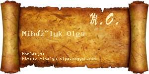 Mihályk Olga névjegykártya